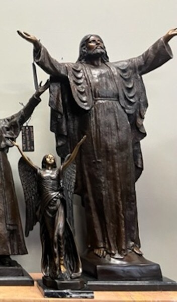 Blessing Jesus with Arms Open Bronze Statue Religious Figurine Sculpture